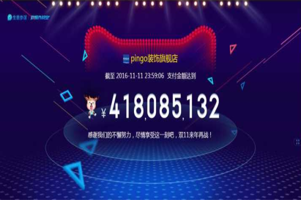 雙十一銷售排名，PINGO國際勇奪天貓家裝行業銷冠